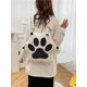 thumbnail image 1 of Cartoon Puppy Paw Plush Backpack Y2K Faux Fur Daypack Purse Cute Fluffy Schoolbag For Women, 1 of 4