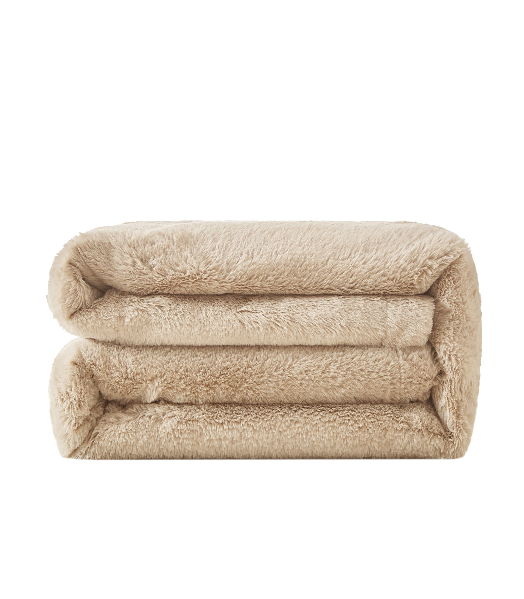 Cozy Haven Oversized Faux Fur Throw Blanket, Soft Beige, 50" x 72"