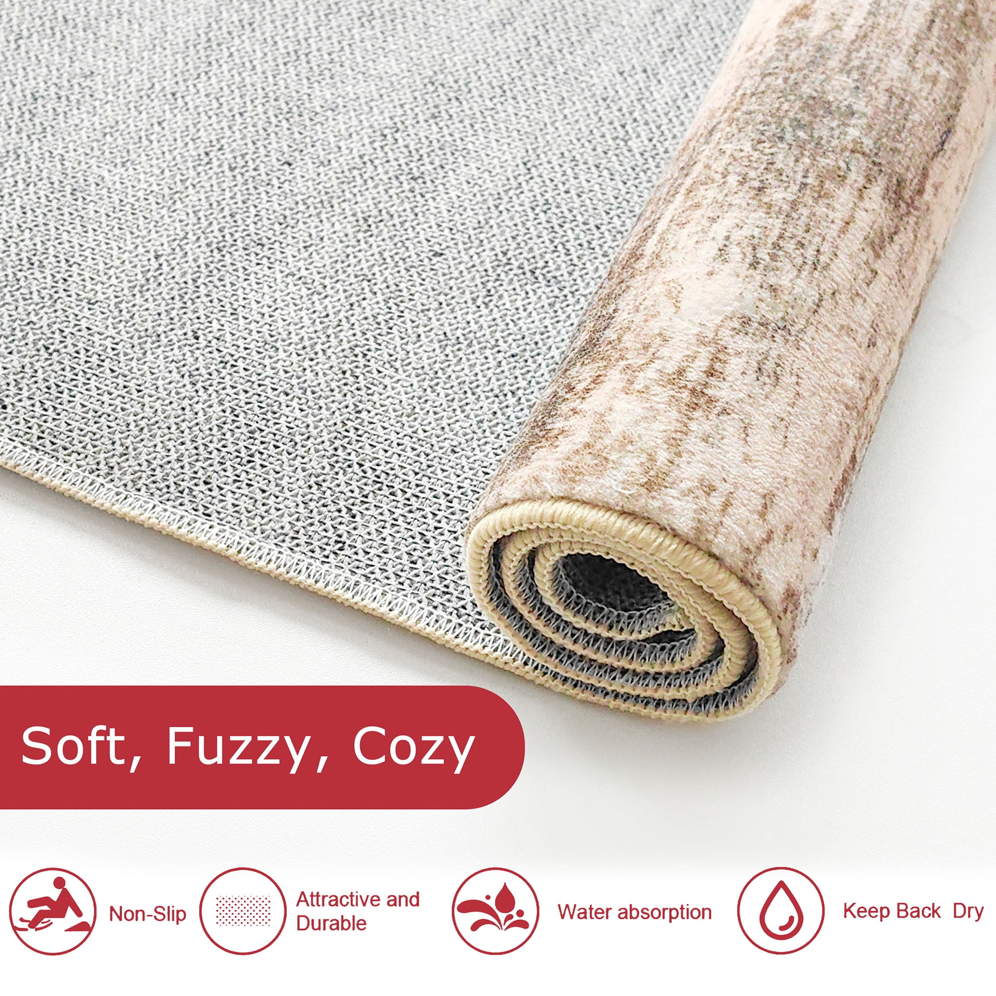 iOhouze 3x5 Area Rug Modern Abstract Washable Rugs Non slip Soft Low Pile Print Distressed Brown Abstract Carpet for Bedroom Living Room Laundry