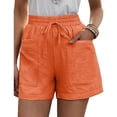 thumbnail image 1 of Pantalones cortos con cordón para mujer, cintura alta, informales, sueltos, pierna ancha, pantalones cortos con cordones y bolsillos para verano, naranja, L, 1 of 6