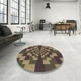 thumbnail image 3 of Ahgly Company Indoor Round Patterned Old Burgundy Brown Area Rugs, 6' Round, 3 of 6