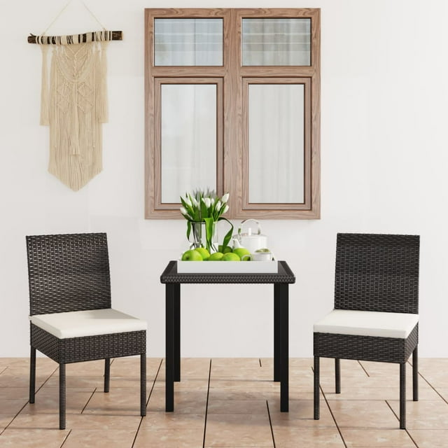 vidaXL Ensemble de Salle à Manger de Jardin 3 Pcs en Rotin Poly Noir