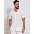 thumbnail image 4 of DARING DIVA Men's Casual Knitted Hollow Out Short Sleeve Shirt 2XL White, 4 of 7
