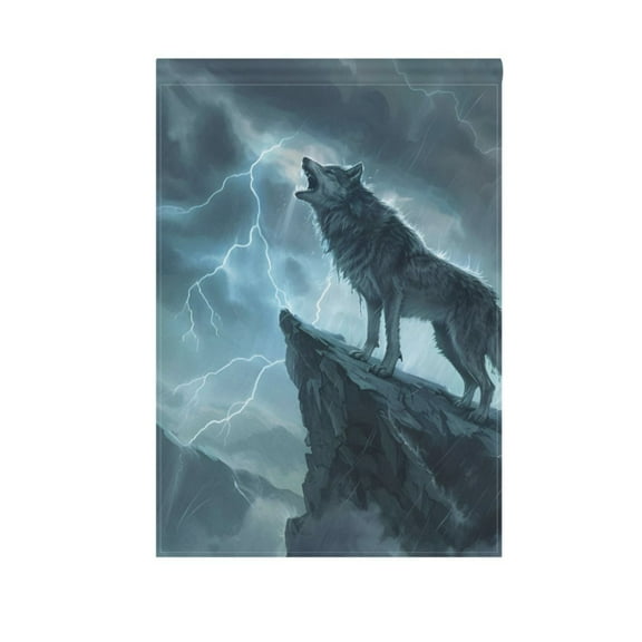 Wolf Stand on Mountain Garden Flag House Banner 12" x 18" Double Sided Outdoor Yard Decoration