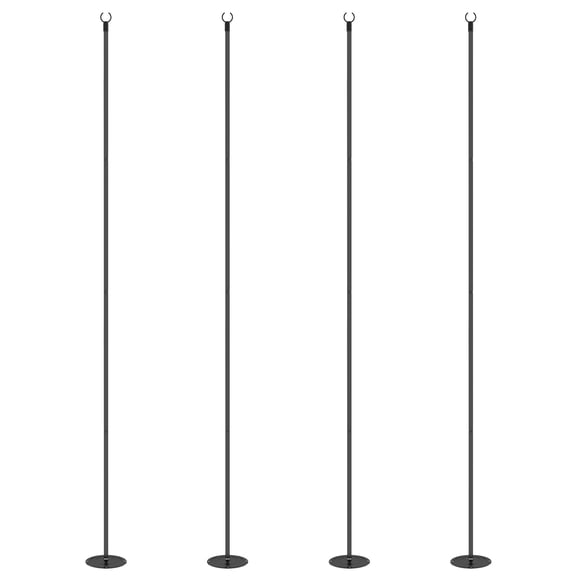 4 Pack Outdoor String Light Poles, 122" Adjustable Height Powder-Coated Steel Hanging Lighting Stands for Patio, Backyard, Garden, Deck, Wedding, Party Decor, Black