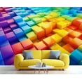 thumbnail image 2 of 3D Geometric Cube Murals, Colorful Cube Wall Mural For Living Room Bedroom, Modern Fashion Murals, Solid Geometry Wall Poster, Geometry Home Decor & Gift 55"W x 28"H (Not Peel and Stick), 2 of 6