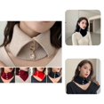 thumbnail image 1 of Knitted Scarf Fake Collar Button Closure Wind-proof Knitting High Elasticity Keep Warm Solid Color Winter Circle Loop Neck Warmer for Outdoor, 1 of 8