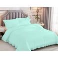 thumbnail image 2 of 1 Piece Luxury Vintage Ruffle Pattern Comforter By D.N.G. BEDDINGS Premium Super Soft, All Season, 800 Thread Count 100% Egyptian Cotton Full/Queen Size Aqua Blue Color, 2 of 8