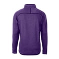 thumbnail image 3 of Men's Cutter & Buck  Heather Purple Kansas State Wildcats Vault Mainsail Sweater-Knit Raglan Half-Zip Jacket, 3 of 3