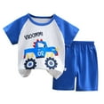 thumbnail image 2 of Conairie Outfits Set Two Piece for Boys Regular Fit Short Sleeve T Shirt and Shorts Kids Cute Letter Pattern Versatile Summer Soft Casual Clothes Set Blue1 6-12 M, 2 of 3