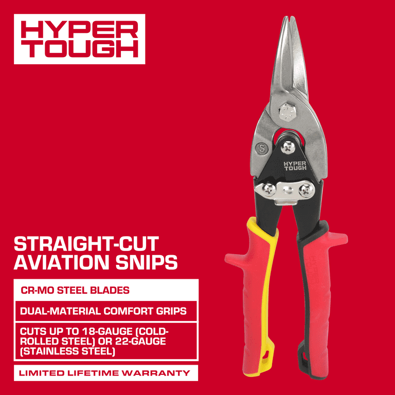 Hyper Tough Straight-Cut Aviation Snips with Cr-Mo Blades