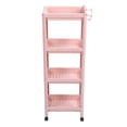 thumbnail image 2 of Estantería de baño multicapa, estable y duradera, para esquina, independiente, color rosa, 4 niveles (con ruedas), 2 of 14