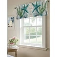 thumbnail image 6 of Coastal Beach Curtain Valances for Windows, Vintage Ocean Starfish Conch Pine Leaf Kitchen Valance Window Treatment, Light Filtering Block Curtains for Bathroom/Bedroom/Living Room 42'' x 12'', 6 of 9