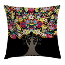 Floral Throw Pillow Cushion Cover, Tree with Flower Blossom Branches Vivid Nature Summer Season Artistic Graphic Print, Decorative Square Accent Pillow Case, 20 X 20 Inches, Multicolor, by Ambesonne
