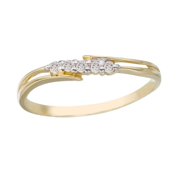 14K Yellow Gold and Diamond Bypass Promise Ring