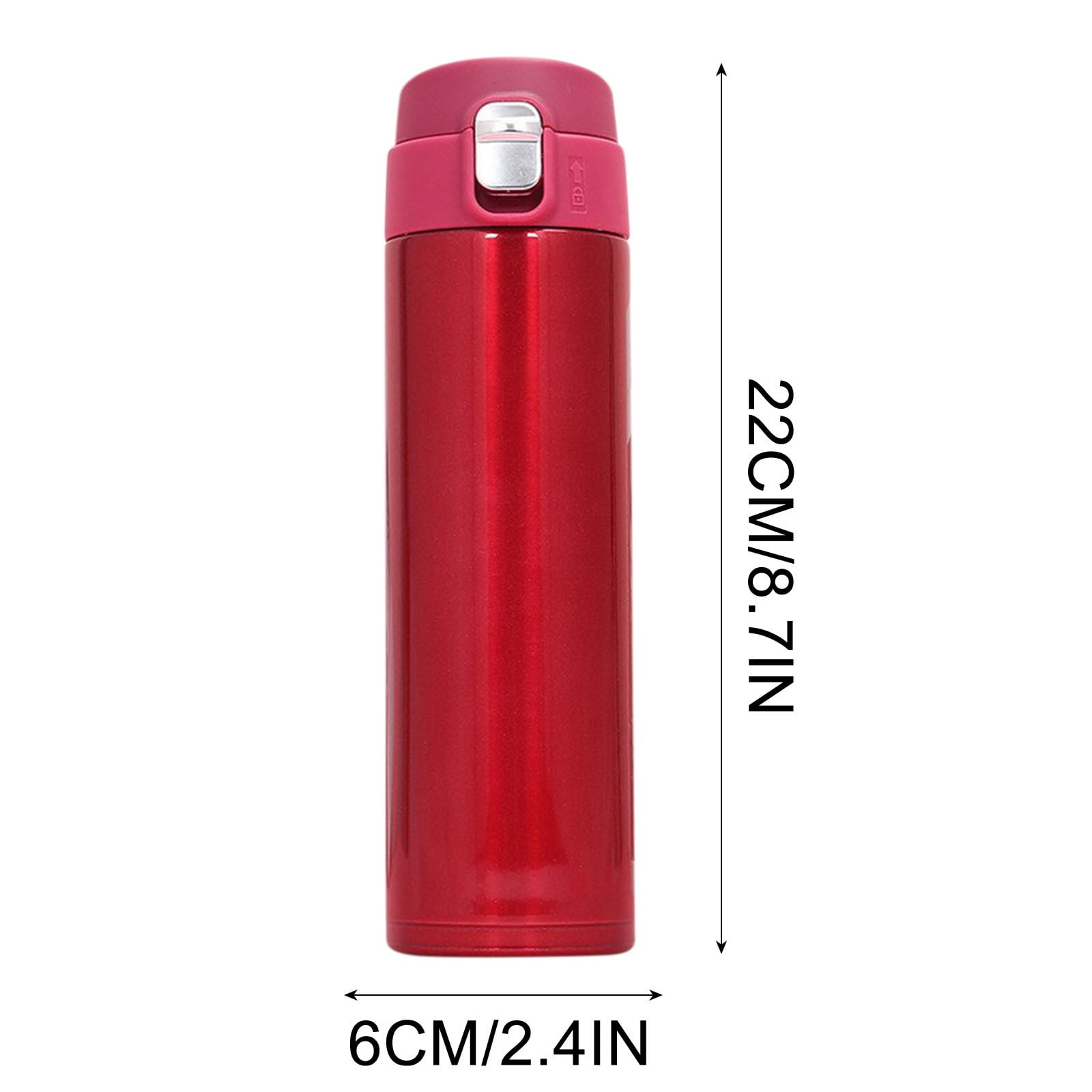 Loyerfyivos 500 Ml Insulated Water Bottle, Stainless Steel Thermo Coffee Travel Mug, Thermal Cup with Push Button Lid, BPA Free for Hot Drinking, Red