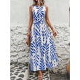 thumbnail image 7 of Sage Green Sleeveless Tie Waist A-Line Maxi Dress For Women, 7 of 7