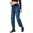 thumbnail image 3 of DOKOTOO Women's Maternity Jeans Elastic Waist Baggy Barrel Jeans Side Panel Loose Denim Stretch Pants for pregnancy women, 3 of 10