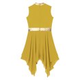 thumbnail image 6 of Xnihocha Girl's Praise Dance Tunic Color Block Asymmetrical Overlay Dress Liturgical Worship Lyrical Dance Dress Yellow 6, 6 of 7