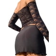 thumbnail image 4 of Arvbitana Women Lace Camisoles Long Sleeve Off-shoulder Floral See-through Mesh Crop Tops Sexy Slim Fit Basic Tee Streetwear Clubwear, 4 of 5