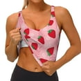 thumbnail image 4 of Vsdgher Strawberry Print Women Sleeveless Athletic Tank Top Built-in Bra Camisole Sports Vest for Yoga Running Fitness Exercise with Removable Pads, 4 of 8