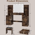 thumbnail image 2 of Akaber Makeup Vanity Desk with Chair, 53" Brown Vanity Set with Mirror and Lights, Charging Station for Bedroom, 2 of 7