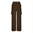 thumbnail image 4 of Coffee Cargo Pants Womens Fashion Solid Color Loose Straight Leg With Pockets Casual Pants Yoga Pants Fall Outfits Yoga Pants With Pockets for Women Size L, 4 of 4