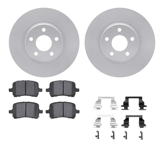 Dynamic Friction Company Front Geospec Brake Rotors with 5000 Euro Ceramic Brake Pads includes Hardware 4612-53000