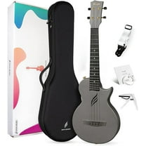 Enya Tenor Ukulele 26 Inch Carbon Fiber Cutaway Travel Ukelele for Adult with Beginner Bundle Kit Including Case, Strap, Capo and Strings（Nova U Pro Black）