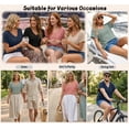 thumbnail image 6 of UVN Womens Summer Tops Short Sleeve V Neck Blouses Ladies Casual Waffle Knit Trendy Tunic Shirts, 6 of 8