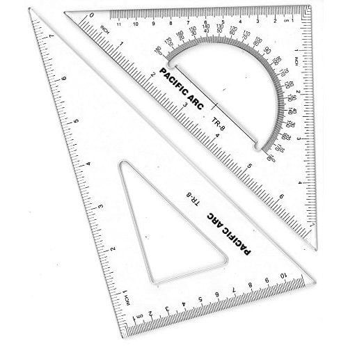 PACIFIC ARC TR8W TRIANGLE SET CLEAR INKING EDGE 8IN 45/90 AND 8IN 30/60