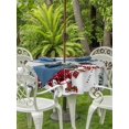 thumbnail image 2 of Outdoor Tablecloth with Umbrella Hole and Zipper, Grey Christmas Round Table Cloth 54 Inch Waterproof Tablecloth, Snowman Xmas Truck Balls Tree Picnic Table Cover for Patio Camping, 2 of 7
