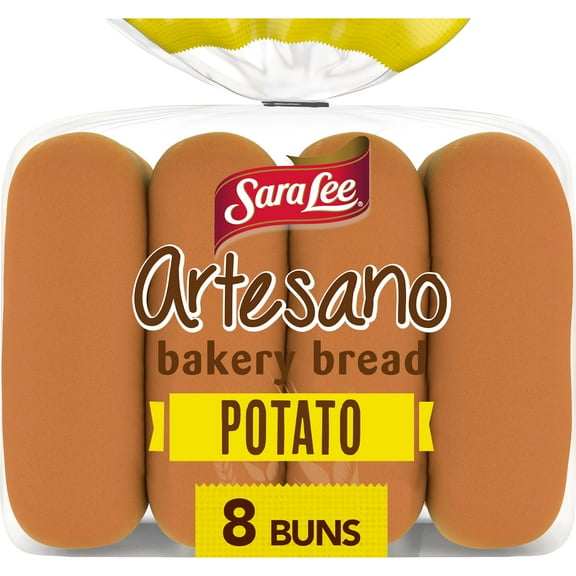 Sara Lee Artesano Potato Hot Dog Buns, 8 Count, Hot Dog Buns, 16 oz Bag