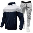 thumbnail image 2 of VBTAPA Mens Sweatsuits 2 Piece Sets Fleece Tracksuit Jogging Suits Sets Color Block Hoodie and Sweatpants Matching Set Fall Winter Casual Athletic Outfits White XL, 2 of 8