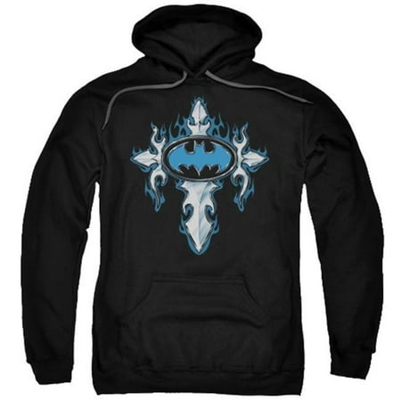 Gothic Adult Sweatshirt - Trevco Batman-Gothic Steel Logo - Adult Pull-Over Hoodie - Black, Medium