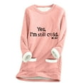 thumbnail image 3 of Feancey Fleece Lined Sweatshirt for Women Crewneck Long Sleeve Thermal Tunic Tops Casual Letter Print Pullover Sweatshirts Fuzzy Warm Loungewear Top Pink XL, 3 of 4