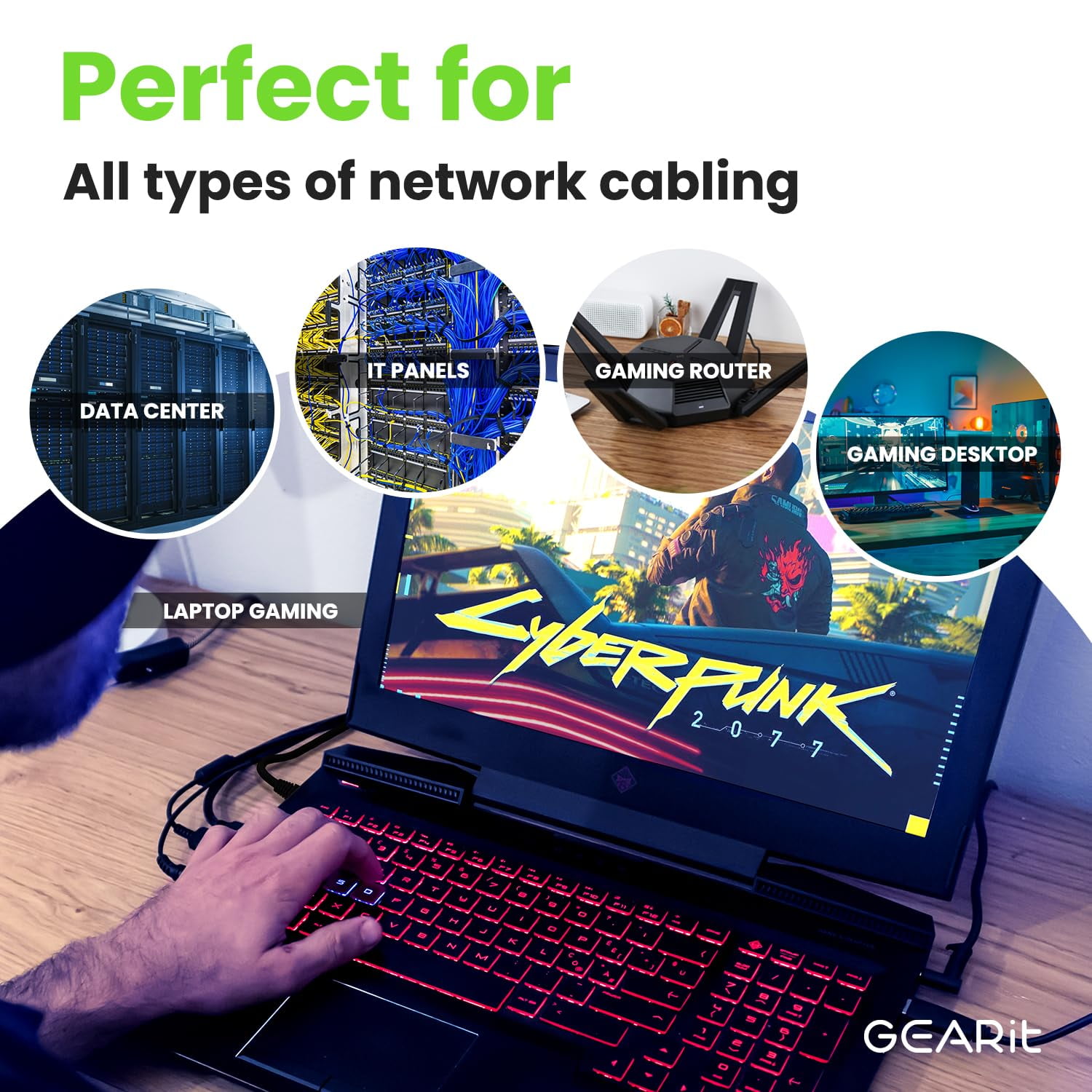 GearIt Cat 6 Ethernet Cable Cat6 Snagless Patch - Computer LAN Network Cord, Black - Compatible with 10 Port Switch POE 10port Gigabit
