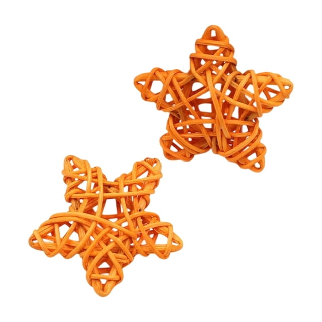 Leodye 2PCS Rattan Woven Five-pointed Star - Decorative Pendant & Pet Toy -2.36x2.36in