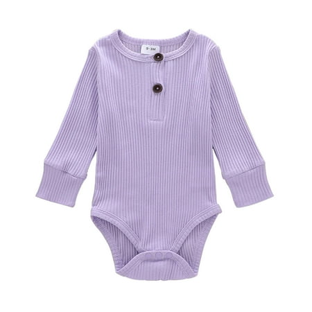 

DNDKILG Baby Toddler Girls Boy Long Sleeve Button Bodysuit Purple 0-24M 60
