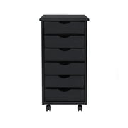 Adeptus Original Roll Cart, Solid Wood, 6 Drawer Roll Cart, Black