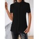 thumbnail image 4 of Camisas de Corta para Mujer, Blusas Abotonadas, Blusas Informales Texturizadas de Verano. Negro L, 4 of 7