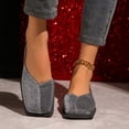 thumbnail image 2 of Rokment Metallic Glitter Closed Toe Mules Slingback Dressy Sandals for Women Stylish Casual Square-Toe Chunky Low Heels Slip on Walking Loafers Summer Fall Flat Dress Shoes Grey Size 6, 2 of 6