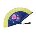 thumbnail image 4 of CSChome Folding Fan with Tassel Chinese Style Folding Hand-painted Flower Dance Performance Photo Props Portable Summer Hand Held with Tassel, 4 of 7