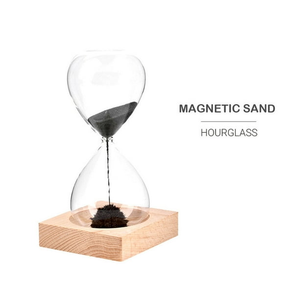 overdrivelse menneskemængde Predictor JUNBYONE Magnetic Hourglass Sand Timer 1 Minute: Large Sand Clock with Blue  Magnet Iron Powder & Wood Base, Sand Watch 1 Min, Reloj De Arena,  Hand-Blown Hour Glass Sandglass for Office Desk