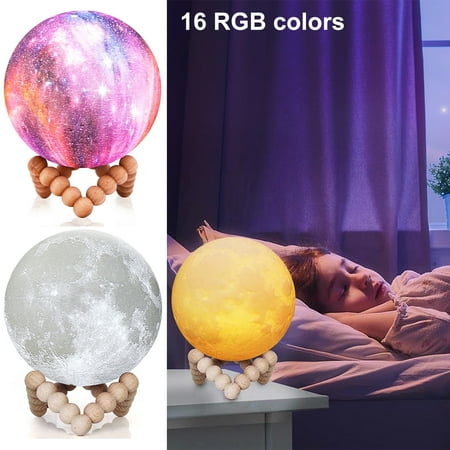 

Relax love Moon Light 300mAh 4inch Rechargeable 16 Color Changing with Remote/Touch/Clap Control Decorative Galaxy Lamp with Stand for Home Bedroom Office Moon Lamp