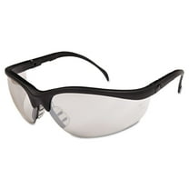 Mcr Safety Klondike Safety Glasses, Black Matte Frame, Clear Mirror Lens