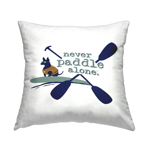 Stupell Industries Never Paddle Alone with Dog Decorative Printed Throw Pillow Design by Dog Is Good.
