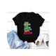 thumbnail image 2 of Camiseta de Verano para Mujer Suave Cuello Redondo1pc Women's Casual Round Neck T-Shirt with Colorful Slogan Print, Short Sleeve, Polyester Knit Fabric, Regular Length - Summer TopFather's Day, Moth, 2 of 7
