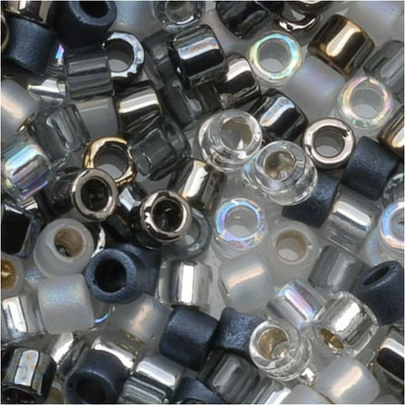 Miyuki Delica Seed Beads, 10/0 Size, 8 Grams, Mix Tuxedo Black and White