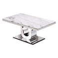 thumbnail image 3 of Genuine White Marble 4pc Coffee Table Set with Silver Stainless Steel Base, 3 of 5